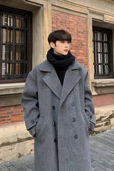 Bonsir Winter High Quality Woolen Trench Coats Men Korean Style Luxury Male Casual Trenchcoat Men's Streetwear Gray/Khaki/Black