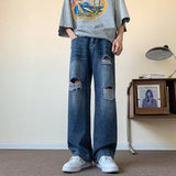 Bonsir Trendy American Style Street Hip Hop Distressed Jeans For Men Loose Fit Straight Leg Long Pants Summer New Arrival
