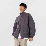 BONSIR  -  Stylized heavy industry ribbed stand collar American high street stand collar jacket baseball flight jacket men amber streamer
