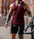 BONSIR  -  Summer Knitted Men's H-shaped Slim Fit Vertical Stripe Tank Top Fitness Training Breathable Sleeveless Fashion New Style