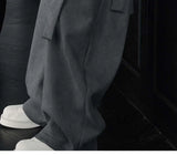 BONSIR  -  suede ribbon pants for men's high-end draping and velvet scimitar pants American casual trousers