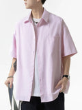 BONSIR  -  Oxford spinning blue and white shirt men's short sleeve Japanese coat high sense shirt students summer
