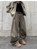BONSIR  -  American High Street Waed Wide Leg Straight Cut Jeans Men Women Vintage Street Faion Loose Casual Trousers