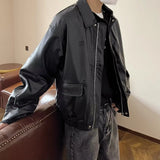 BONSIR  -  Men Fashion Lapel PU Leather Casual Biker Coat Streetwear Social Jackets Men Autumn Double Zipper Motorcycle Leather Jackets