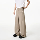 BONSIR  - Khaki Suit Pants Men Fashion Society Mens Black Dress Pants Korean Loose Wide Leg Pants Mens Office Formal Trousers M-3XL