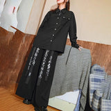 Bonsir Y2k Calligraphy Ribbon Skirt Pants Gothic Dark Style Hakama Genderless Japanese Streetwear Casual Wide-Leg Samurai Pants Unisex