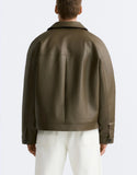 BONSIR  -  Men's Spring and Autumn New Fashion Casual Imitation Leather Lapel Jacket, Solid Color Single Breasted Loose PU Leather Jacket