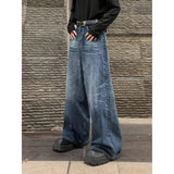 Bonsir Y2k Autumn street trend personalized straight leg wide leg washed jeans American men and women hip-hop loose casual pants