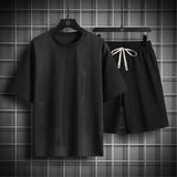 BONSIR  -  Men's Summer Tracksuits Fashion Harajuku T Shirts+Shorts Sets Mens 2 Piece Short Sleeve Set Splash-ink Loose Tracksuit