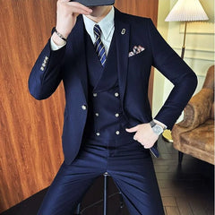 Bonsir (Jackets+Pants+Vest) High Quality Men Slim Fit Party Tuxedos 3 Pieces Fashion Double Breasted Vest Design Business Wedding Suit