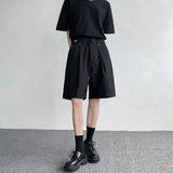 BONSIR  -  Summer Suit Shorts Men Fashion Social Mens Dress Shorts Korean Loose Black Ice Silk Shorts Mens Office Formal Shorts M-2XL