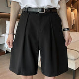 Bonsir Mens Suit Shorts Sophistication Loose Business Casual Solid Simple Comfortable Informal Straight Thin Shorts Summer New