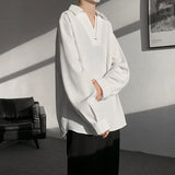 BONSIR  -  White Long Sleeved Shirt Men Oversized Society Mens Black Dress Shirt Korean Loose Casual Shirt Mens Formal Pullover Shirts
