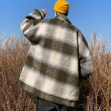 BONSIR  -  Two pockets on the chest, large plaid cotton thickened tweed coat, retro and fashionable