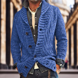 BONSIR  -  Autumn Winter New Fashion 2025 Men's Casual Trendy Loose Long Sleeve Turn-down Collar Single-breasted Knitted Sweater Coat Male