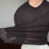 BONSIR  -  Mens T-Shirts Ice-Feeling Breathable Slightly Transparent T-Shirts Summer Streetwear Fashion Elastic Comfort Tops Men'S Clothing