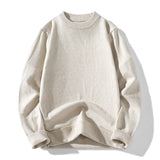 BONSIR  -  Mens Thicken Loose O Neck Solid Knit Sweaters Autumn Winter Korean Fashion All-match Undershirt Pullover Sweater Men