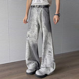 BONSIR  -  Mens Jeans Dirty Dye Hip-Hop Casual Pants Streetwear Fashion Personality Daily Versatile Straight Pants Men'S Clothing 2025 New