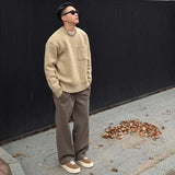 BONSIR  -  autumn and winter thickened velvet pants knitted straight solid color cereal soft waxy lazy casual pants men
