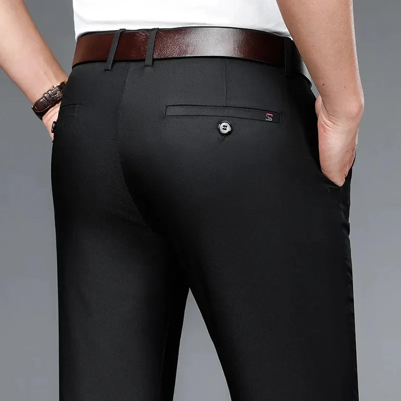 Bonsir Summer Men's Business Casual Pants Bamboo fiber Fabric Straight High Quality Trousers Men Bussiness For Office stretch pants