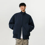 BONSIR  -  Stylized heavy industry ribbed stand collar American high street stand collar jacket baseball flight jacket men amber streamer
