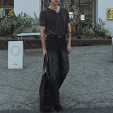BONSIR  -  Henry collar short-sleeved T-shirt men's summer thin Tailored Cut versatile t-shirt Korean commuter style design top
