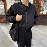 Bonsir Motorcycle Baseball Collar Cotton Coat Double-Sided Flight Jacket 2025 Spring Autumn Fashion Trend High Street Y2k Jacket Men
