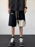 Bonsir Vintage Cargo Shorts Men Summer Leisure American Style Hole Contrast Color Knee Length Loose All-match Streetwear Simple Trendy