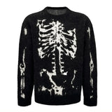 Bonsir Men Sweater Dark Skeleton Jacquard Imitation Cashmere Sweater Autumn Streetwear Warm Casual Long Sleeve Tops Men'S Clothing