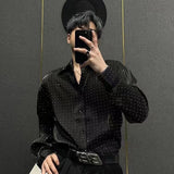 Bonsir Mens Shirts Rhinestones British Style Starry Sky Shirts Summer Streetwear Elegant Fashion Nightclub Casual Tops Men'S Clothing