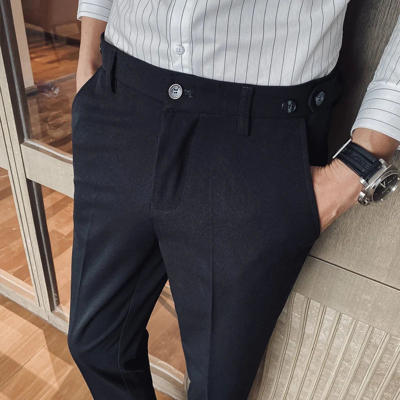 Bonsir Brand Clothing Fashion Male Spring High Quality Cotton Business Suit Trousers/Men's Pure Color Leisure Suit Pants 28-34