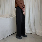 BONSIR  -  Winter Thick Woolen Pants Men Warm Fashion Cotton Black/Brown Suit Pants Men Loose Straight Pants Mens Casual Trousers S-2XL