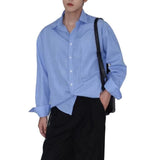 BONSIR  -  Button Down Shirts Bowling Striped Shirts Brand New Condition Collared Neckline Daily Wear Four Seasons Wear Loose Fit