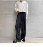 BONSIR  -  New Fashion Autumn Men's Korean Style Loose Wide Leg Trousers Solid Color Casual High Quality Pants Male Trendy Streetwear Men