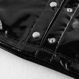 Bonsir Mens Sexy Glossy Leather Short-sleeved Shirt Erotic Shaping Sheath Latex Tops Casual T-shirts Shiny Short Leather Jacket Sexi