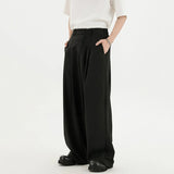 BONSIR  -  Business Casual Men's Suit Pants Solid Color Pleated Design Wide Leg Trousers Loose Straight Male Bottom Simple 24K5370