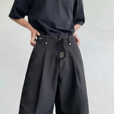 BONSIR  -  Summer Suit Shorts Men Fashion Social Mens Dress Shorts Korean Loose Black Ice Silk Shorts Mens Office Formal Shorts M-2XL
