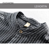 BONSIR  -  Men's Casual Cotton Shirt Short Sleeve Blouse Tops Summer Botton Pinstripe Holiday Shirt Comfortable Handsome Men Henley Shirt
