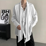 Bonsir Mens Shirt Flowing Collar Chinese Performance Top Thin Niche Personality Streetwear Beach Vacation Shirt Unisex Summer New