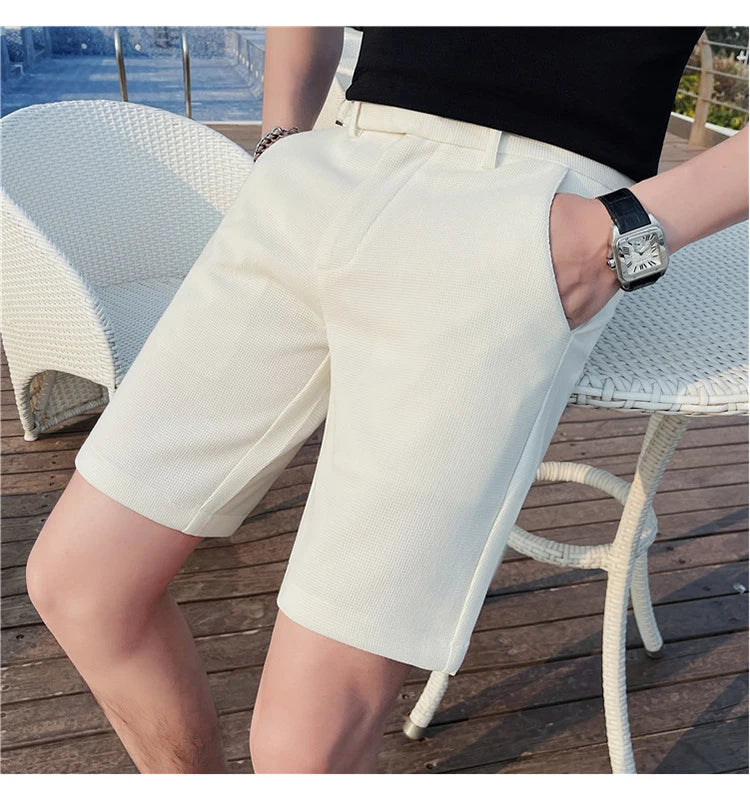 Bonsir Korean Style Men's Summer Casual Shorts/Male Slim Fit Fashion Solid Green Harlan Shorts Plus Size 29-36