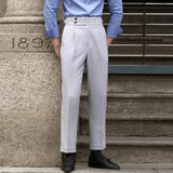BONSIR  -  Mens Trousers Business Imitation Wool Casual Pants Streetwear Fashion British Business Straight Pants Men'S Clothing 2025 New