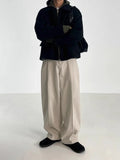 BONSIR  -  Autumn Winter Men's Cotton Wide Leg Floor Suit Pants Korean Casual Loose Straight  Thicken Full Length Trousers Male Keep Warm