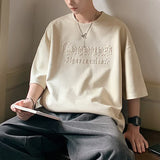 BONSIR  -  Summer Letter Foming Printing Suede T-Shirt Men 2024 Mens Hip Hop T-Shirts Streetwear Round Neck Tshirt Loose Casual Unisex Tops