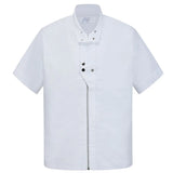 Bonsir Mens Stand Collar Functional Shirt Spring Summer Zipper Short Sleeve Shirts Tops Fashion Street Solid Original Design Blouse