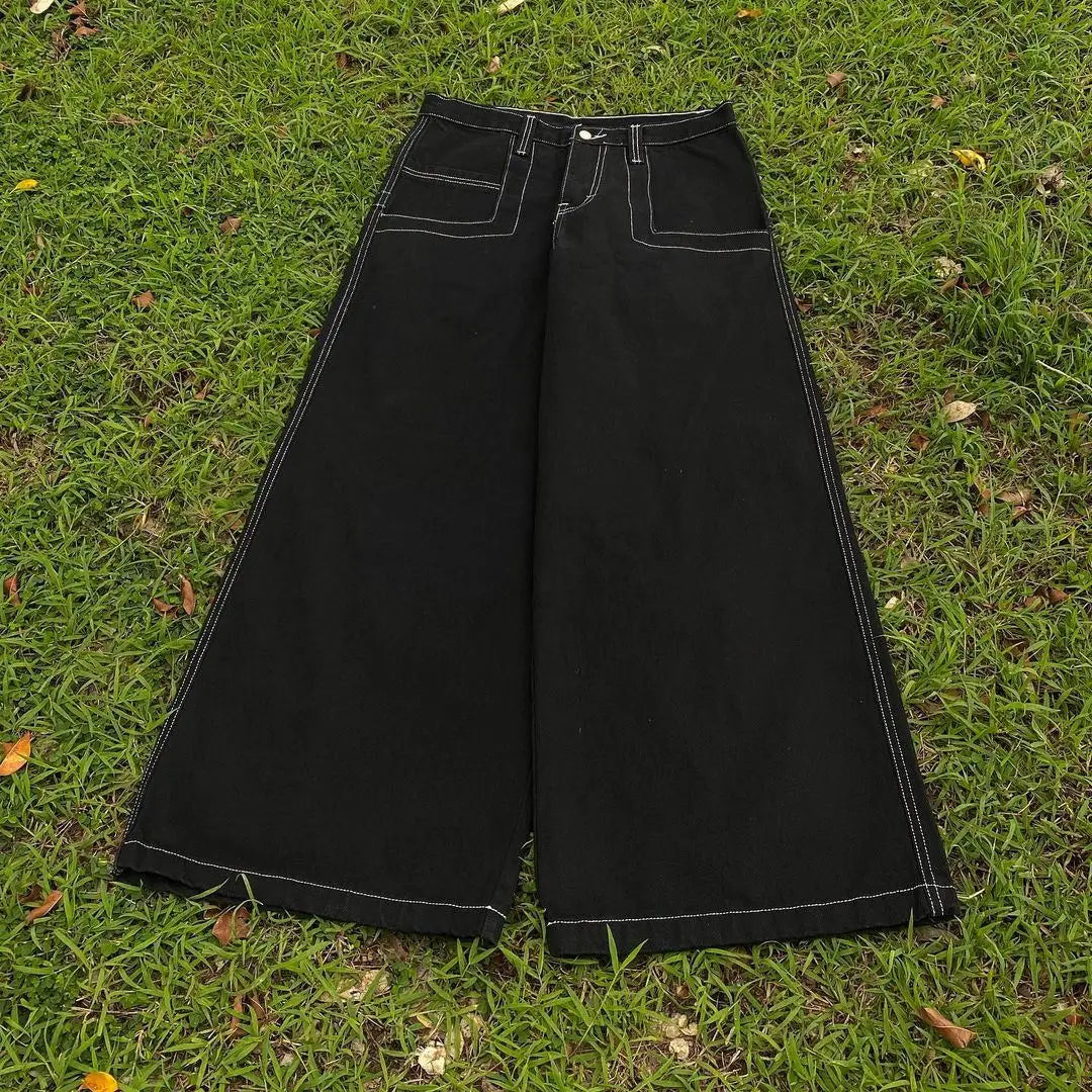 Bonsir Vintage Streetwear Baggy Jeans Women Retro Y2K High Waist