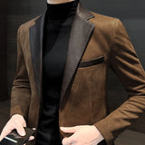Bonsir Single Breasted Splicing New In Jacket for Men Vintage Coats Luxury Designer High Quality Spring Clothes Man Suits and Blazers