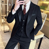 Bonsir Plus Size 6XL 5XL Men Formal Business Suit 3 Set Pieces Classic Slim Fit Business Suits Sets Autumn Men Wedding Party Tuxedo
