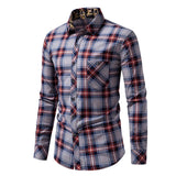 BONSIR  -  Men's Classic Long Sleeve Plaid Basic Dress Shirts Single Patch Pocket Formal Business Casual Regular Fit Office Social Shirt