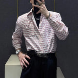 Bonsir Mens Shirt Love Print Casual Shirt Autumn American Retro Light Streetwear Versatile Campus Long-Sleeve Top Men'S Clothing