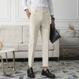 BONSIR  -  New Men's Slim Fit Small Feet Nine-Point Pants Stretch Straight Business Casual Suit Long Pants Fashion Korean Male Clothes